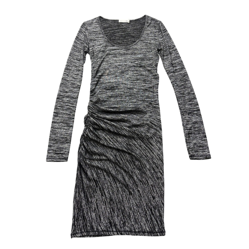 Rag & Bone Jean Dress Womens XS Black Gray Ruched Long Sleeve‎ Bodycon Knit